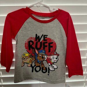Brand New Paw Patrol Nickelodeon Toddler Boy Chase Marshall Raglan Shirt Gray 2T